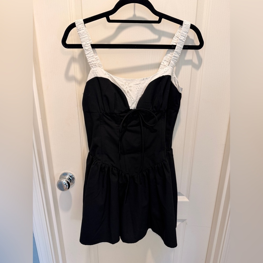 For Love & Lemons Black and White Sweetheart Mini Dress